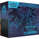 Pokémon-Sammelkartenspiel: Top-Trainer-Box Mega-Entwicklung – Fatale Flammen (1 Vollbild-Promokarte, 9 Boosterpacks & Zubehör)