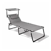 Mojawo XXL Gartenliege Grau mit Dach