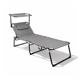 Mojawo XXL Gartenliege Grau mit Dach