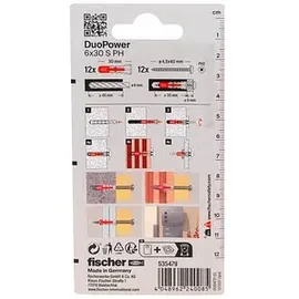 Fischer DuoPower Dübel 6 x 30 mm 12 Stück