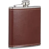 Relaxdays Flachmann 200ml, Taschenflasche aus Edelstahl mit Kunstleder