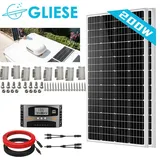 200W Wohnmobil Solarmodul Kit mit Z-Winkel feste PV Halterung 100W x2 Solar Panel Kit 12V Monokristallin Photovoltaik