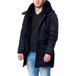 LENASSO Herren wasserabweisender Winter-Parka mit Kapuze Winter-Jacke Herbst-Parka 900308 Dunkelblau - XXL