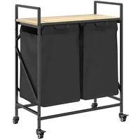 VidaXL Wäschekorb 2 Fächer mit Rollen Sonoma Eiche