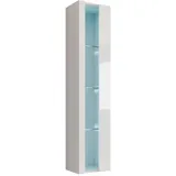 Mirjan24 Hängevitrine, Weiß, Weiß Hochglanz, Holzwerkstoff, Rechteckig, 40x180x30 cm, Wohnzimmer, Wohnwände, Vitrinenschränke