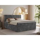MKS Meble Boxspringbett 180x200 Grau Cord, Boxspringbett mit Matratze H3, Bett 180x200 mit Bettkasten and Kopfteil, Doppelbett mit Stauraum, Polste... - Grau