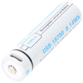 AccuCell Rundzelle 18700, Li-ion, 3,7V, 2200mAh, 8,14Wh, mit USB-C Charging Port, 71,1mm x 18,5mm