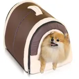 PETCUTE Hundebett hundehöhle Katzenbett Katzenhöhle Kuschelhöhle Katzenhaus Faltbare gemütliche Welpen Bett mit abnehmbarem Kissen 45x35x35CM