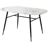 SIT Möbel Esstisch in Marmor-Optik | 140 x 90 cm | Tischplatte Glas weiß | Gestell Metall schwarz | B 140 x T 90 x H 77 cm | 19000-21 | Serie TISCH - Weiß/Schwarz