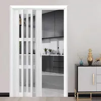 Wetsfgdg Falttür,Raumteiler für Küche und Wohnzimmer | Weiße PVC-Falttür mit Akkordeon-System | Leicht zu montierende Schiebetür für Küche, Wohnzimmer-W90*H180cm(Transparent)