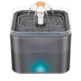 XDeer Trinkbrunnen 2L Katzen Trinkbrunnen mit LED-Licht 3 Wasserflussmodi, 4 Schichten Filtersystem Katzenbrunnen Katzenbrunnenwasser grau