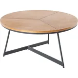 Riess-Ambiente Couchtisch OAK ELEGANCE 80cm Eiche Holz-Design schwarzes Metallgestell rund