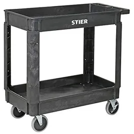 Stier Kunststoff-Vielzweckwagen, 3 Etagen, 250kg Tragkraft, 87x43x85cm, 2 Feststeller, Montagewagen, Werkzeugwagen, Rollwagen robust, Tool cart, Mehrzweckwagen