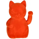 MIJOMA Winkefigur Dekofigur mit Flock-Beschichtung – Farbige Wackelhand-Figur mit Bewegung – Dekoratives Wohnaccessoire für modernes Interior Design (Orange, Winkekatze - 17cm)