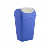 Testrut axentia Schwingdeckeleimer in den Farben Blau und Weiß, Abfalleimer aus Kunststoff für Küche & Bad, Mülleimer mit Schwingdeckel, Fassungsvermögen: ca. 15 Liter