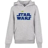 Mister Tee Star Wars Blue Logo Kapuzenpullover Heather Grey 146-152 cm