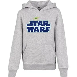 Mister Tee Star Wars Blue Logo Kapuzenpullover Heather Grey 146-152 cm