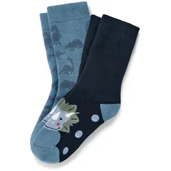 Tchibo - 2 Paar Kinder-Antirutsch-Socken - Herren - Gr. 23-26 - dunkelblau/jacquard