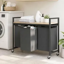 DanDiBo Ambiente DanDiBo Wäschekorb mit Rollen und 1 Ablage Wäscheregal Wäschesammler 3 Fächer 96697 Wäschebox Regal Wäschetonne Wäschesortierer Wäschetrenner