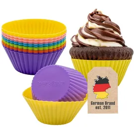 Intirilife 12 Stück wiederverwendbare bunte Silikon Muffinformen