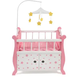 Puppenbett CHIC2000 "Stars Pink" Puppenmöbel pink (stars pink) Kinder aus Holz mit Mobile