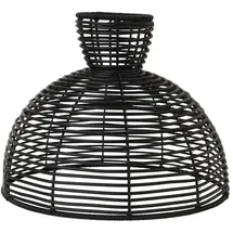StarTrading STAR Trading Runder Lampenschirm rund wetterfest Rattanoptik f. E27 Fassungen 37cm schwarz