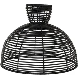 StarTrading STAR Trading Runder Lampenschirm rund wetterfest Rattanoptik f. E27 Fassungen 37cm schwarz