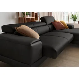 W.Schillig Eckcouch Leder 3-Sitzer Schwarz