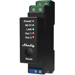 Shelly Pro 2PM, 2 Kanal WLAN + Bluetooth Schaltaktor mit Messfunktion, DIN Rail Montage