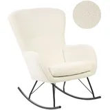 Beliani Schaukelsessel ANASET Bouclé 74 x 99 x 99 cm Cremeweiß/Schwarz