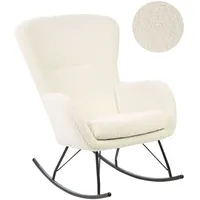 Beliani Schaukelsessel ANASET Bouclé 74 x 99 x 99 cm Cremeweiß/Schwarz