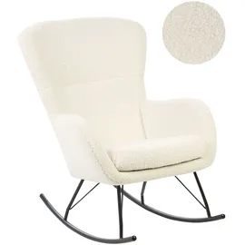 Beliani Schaukelsessel ANASET Bouclé 74 x 99 x 99 cm Cremeweiß/Schwarz