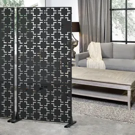 casa.pro Trennwand Basciano 180 x 90 cm Schwarz Stahl