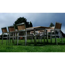 ak tronic Gartengarnitur Ausziehtisch 160-220 x 90 x 75 cm Weiß