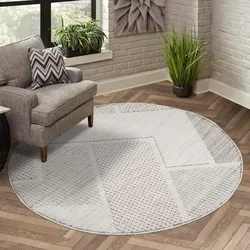 Teppich CARPET CITY "LINDO 8877", orange (terra), H:11mm Ø:200cm, Obermaterial: 100% Polyester, Teppiche, Kurzflor, Hochtief-Muster/ 3D-Effekt, Boho-Stil, Wohnzimmer