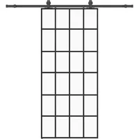 vidaXL Schiebetür mit Beschlag Schwarz 90x205 cm ESG-Glas