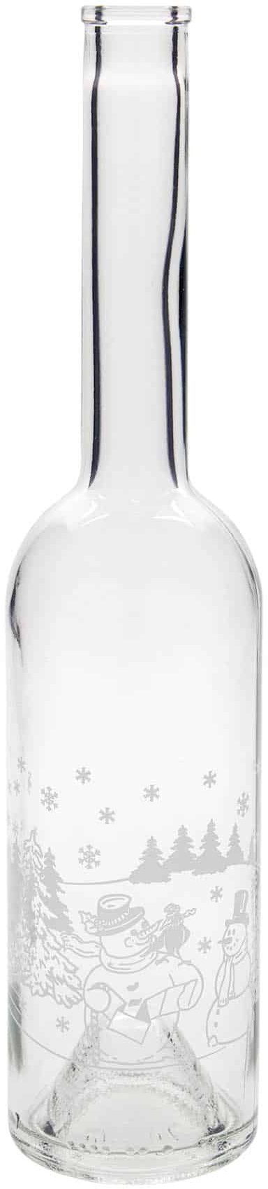 Bouteille en verre 500 ml 'Opera', motif : bouteille bonhomme de neige, col : li...