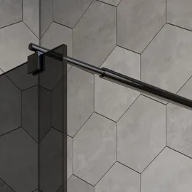 Bernstein Duschabtrennung Walk-In Nano EX101 Graues Glas 8mm Wandprofil Schwarz 120cm