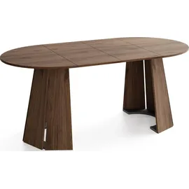 WFL GROUP Runder Ausziehtisch 100-180 x 76 cm dunkelbraun