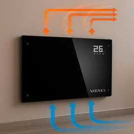 zenet ZET-530 Glaskonvektor 2000W | Konvektor Heizung Heizkörper LED-Display Timer | Elektroheizkörper Stand- oder Wandmontage