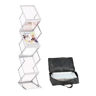 Sprintis Prospektständer faltbar 6 x A4 mit Tasche, silber, PS|Aluminium