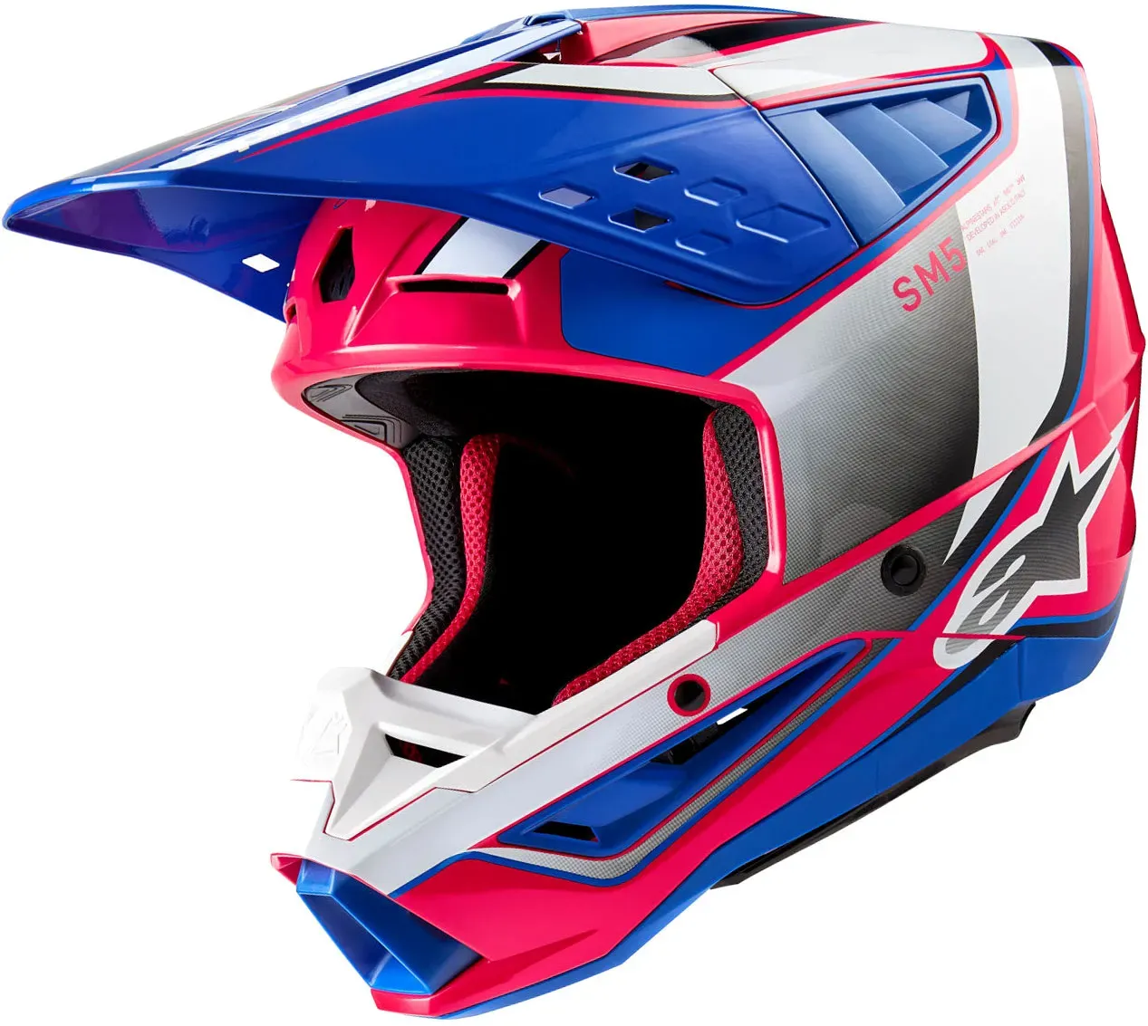 Alpinestars S-M5 Sail, casque de motocross - Blanc/Fuchsia/Bleu/Noir - M