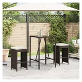 vidaXL Garten-Barhocker mit Kissen 2 Stk. Braun Poly Rattan