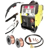 WELDINGER Schutzgasschweißgerät MIG/MAG-Schweißgerät ME180 mini mit Fülldraht- und Elektrodenfunktion, 30 - 180 A, Synergie für MAG-Fülldraht und MAG-Schutzgas gelb