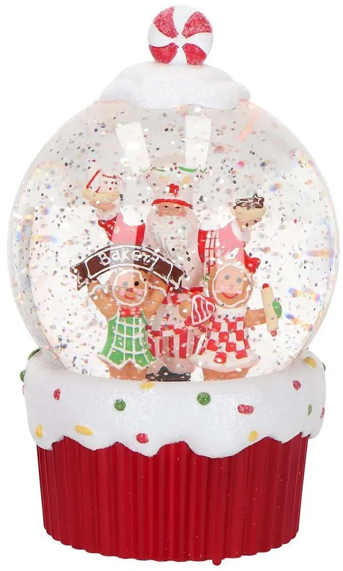 Gingerbread Santa Snow Globe Water Spinning