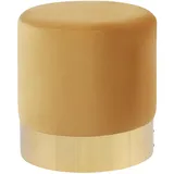 Beliani Pouf Rund Polyester 39 x 40 x 39 cm Gelb/Gold