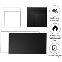 MuCoLa Kaminglas Funkenschutz ESG Sicherheitsglas Tischplatte Ofenglas Kaminscheibe - eckig Glas 120x65cm - Transparent