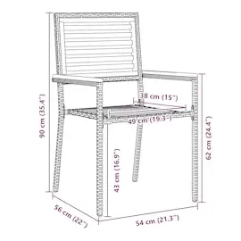 vidaXL 5-teiliges Garten-Essgruppen-Set Schwarz Poly Rattan Akazie