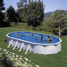 Gre Atlantis Oval-Stahlwandbecken-Set 915 x 470 x 132 cm inkl. Filterpumpe und Poolleiter