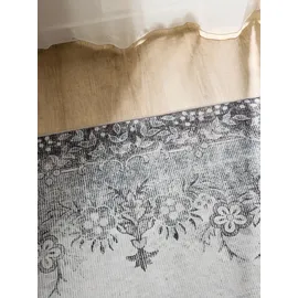 benuta Basic Waschbarer Teppich George - Schwarz/Grau 60x120 cm - Kunstfaser - Rechteckig & im Style: Vintage, Elegant, Retro - Pflegeleicht für Wohnzimmer Schlafzimmer